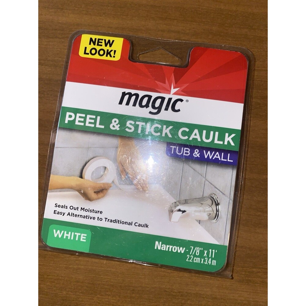 White Tub and Wall Peel and Stick Caulk Strip‎ 11ft Seals Out Moisture